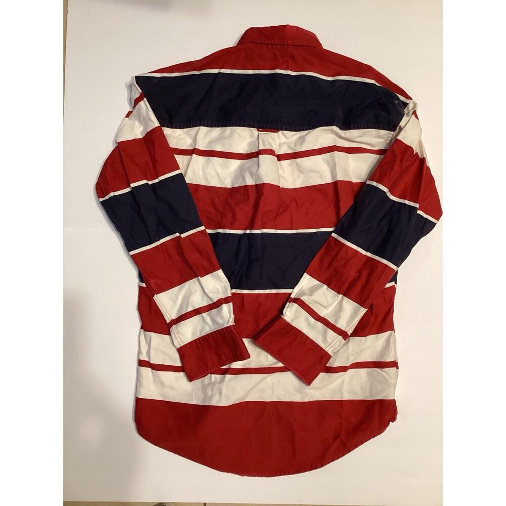 Vintage Chaps Ralph Lauren Button Down Size Medium Striped Red Blue - Picture 4 of 4